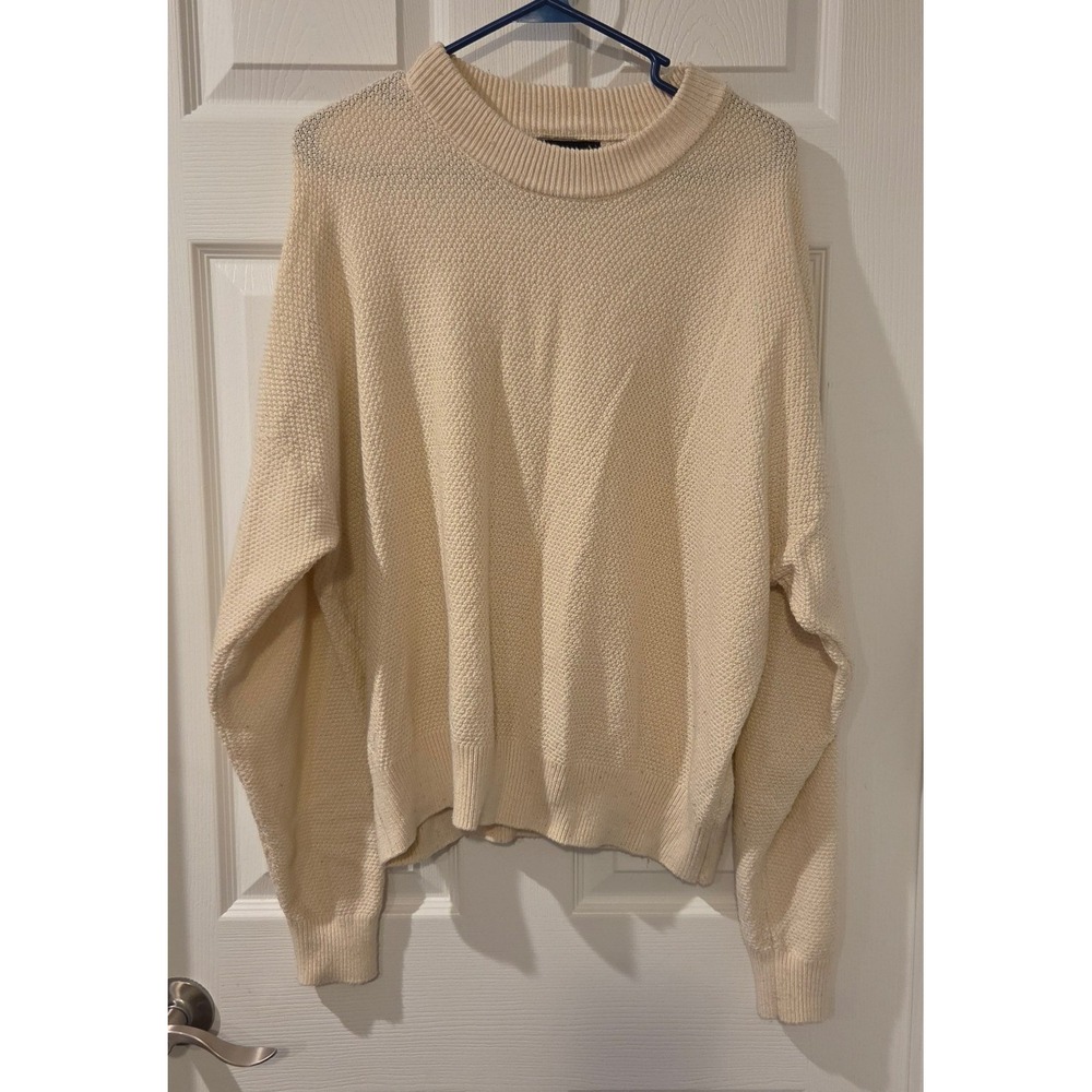 YoungLA Oversized Wool Blend Knit Sweater Men's Small Cream Heavyweight Street